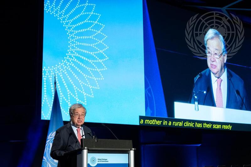 Fotografía: UN Photo / Irina Popa (6 de julio de 2026). "Secretary-General Attends Global Dialogue on AI Governance in Geneva". Disponible en: media.un.org (ID: UN71144122).
